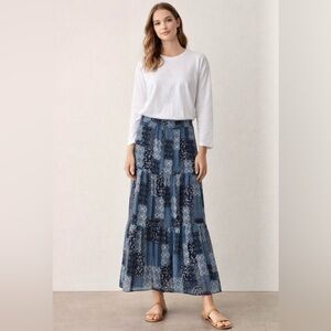 Patchwork Chiffon Maxi Skirt